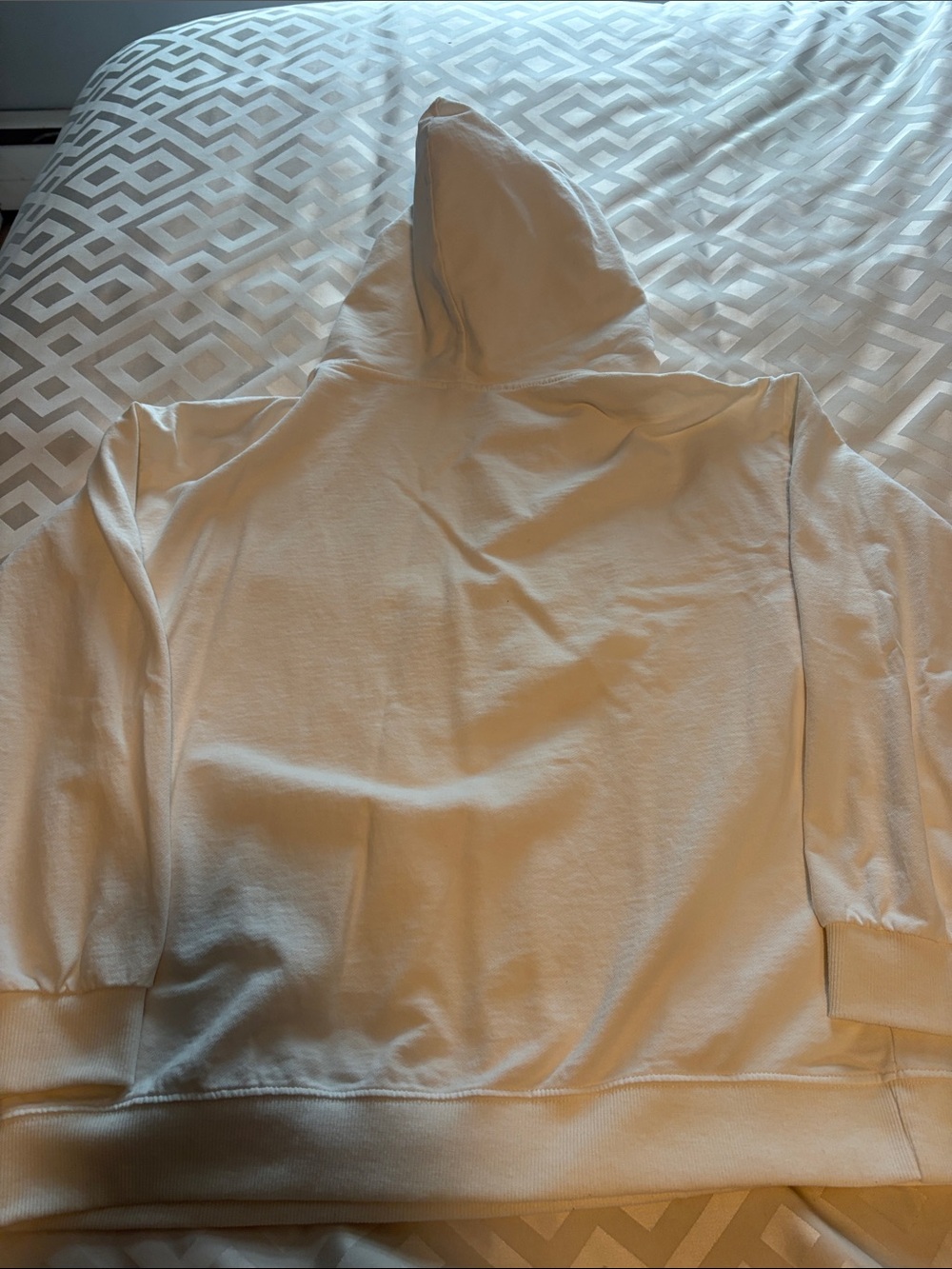 White "Bad" Graphiclight weight cotton  Hoodie with Donkey Print - Picture 3 of 3